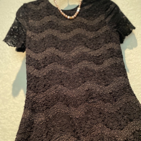 Modest Knee Length Black Lace Dress Scoop Back - Size 6 - Picture 4 of 6